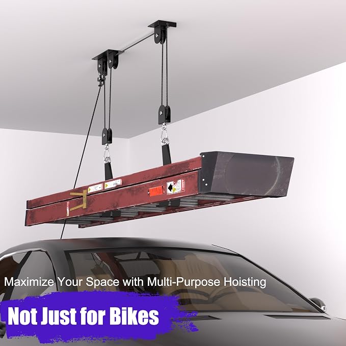 2 Pack Bike Hoist, Heavy Duty Bike Pulley System - Image 7