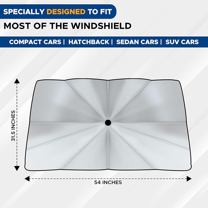 EcoNour Car Umbrella Windshield Sun Shade | Foldable UV Blocker Sun Shade | - Image 4