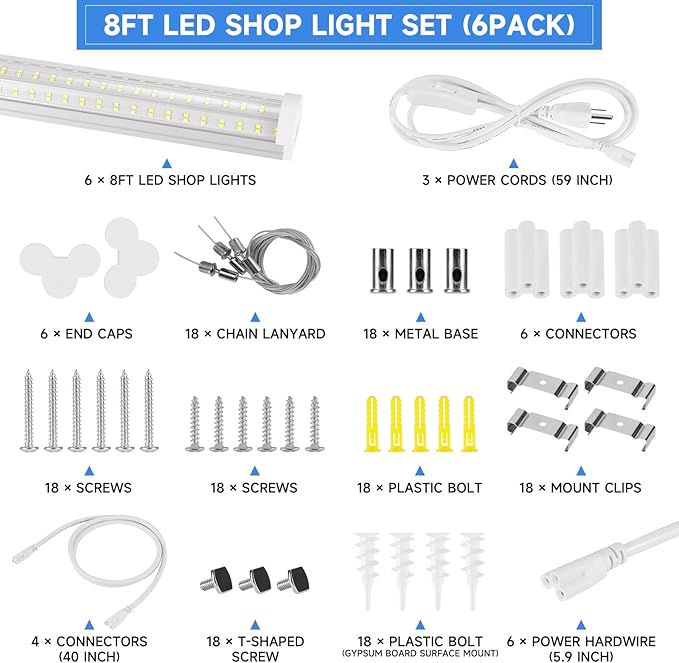 8FT U Shape 125W Integrated Tube Bright LED Light, 6500K Clear White, 20000LM - Image 3