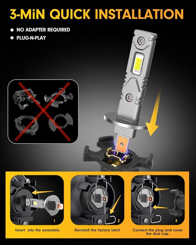 Ursprung H1 Fog Light Bulbs, 26000LM 700% Super-Brighter, 6500K Truly Plug and - Image 3