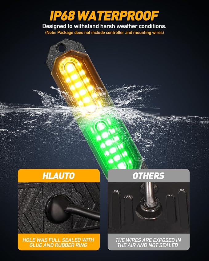 HLauto 1200T Emergency Strobe Grille Lights: 8pcs 12 LED Sync Feature Safety - Image 4