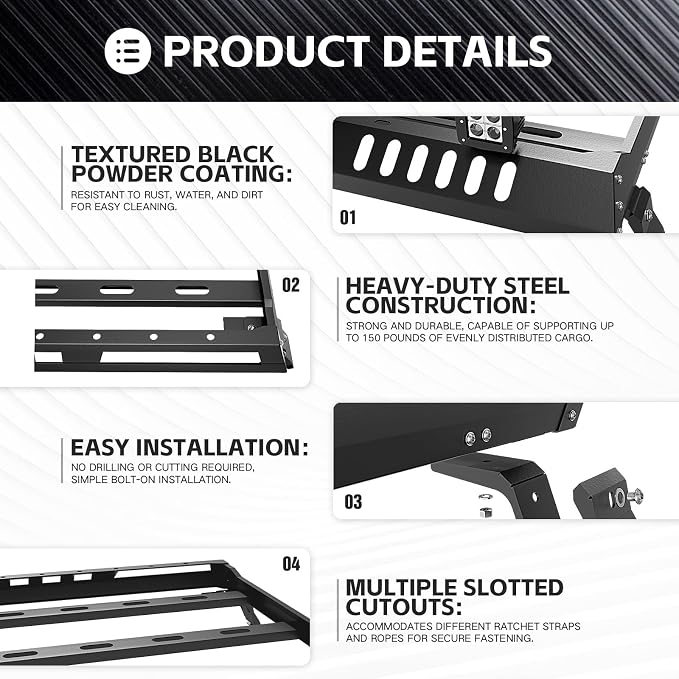 Roof Rack Cargo Basket with 4PCS LED Light Bar Compatible - Image 5
