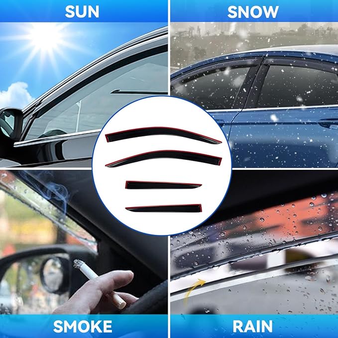 4pcs Front+Rear Smoke Tint Sun/Rain Guard Compatible - Image 3