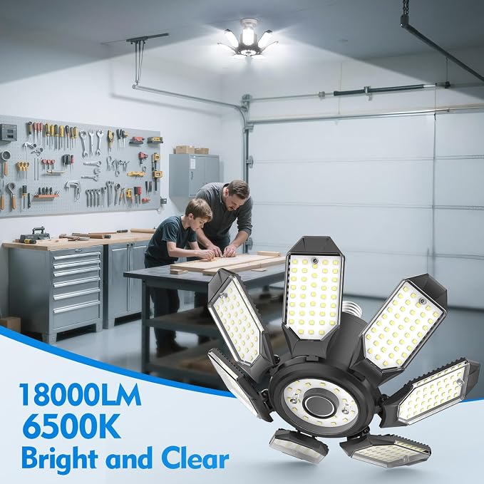 TANBABY Garage Lights, 250W Deformable Ceiling LED Shop Lights, 20000LM LED - Image 7