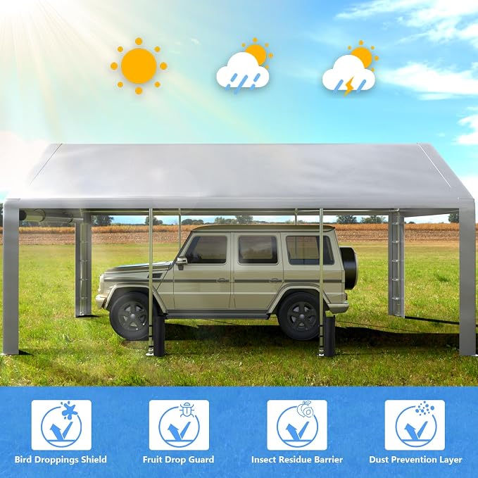 Carport 13x21ft Heavy Duty Large Outdoor Storage Shed - Image 4