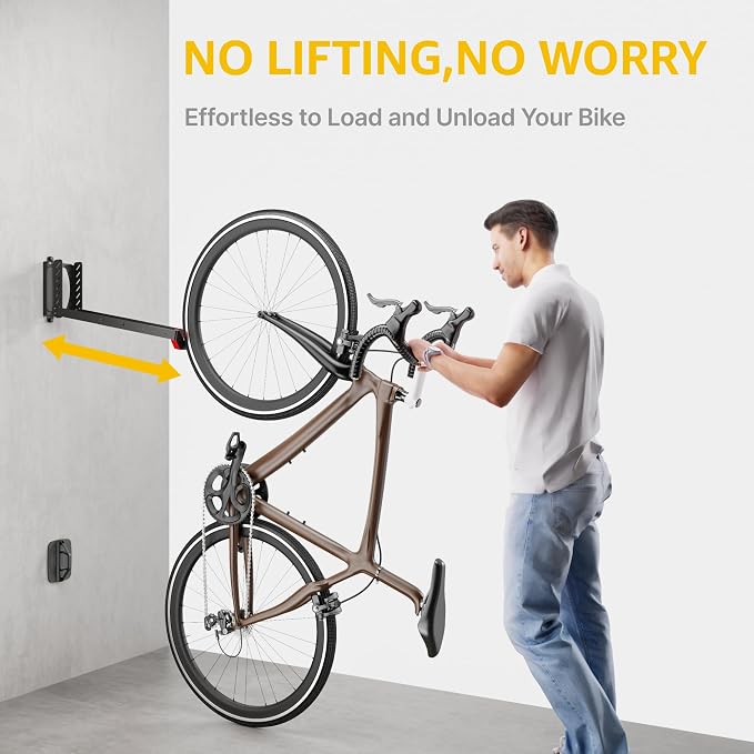 monTEK Swivel Bike Wall Mount, No Heavy Lifting Required Bike Wall Mount - Image 3