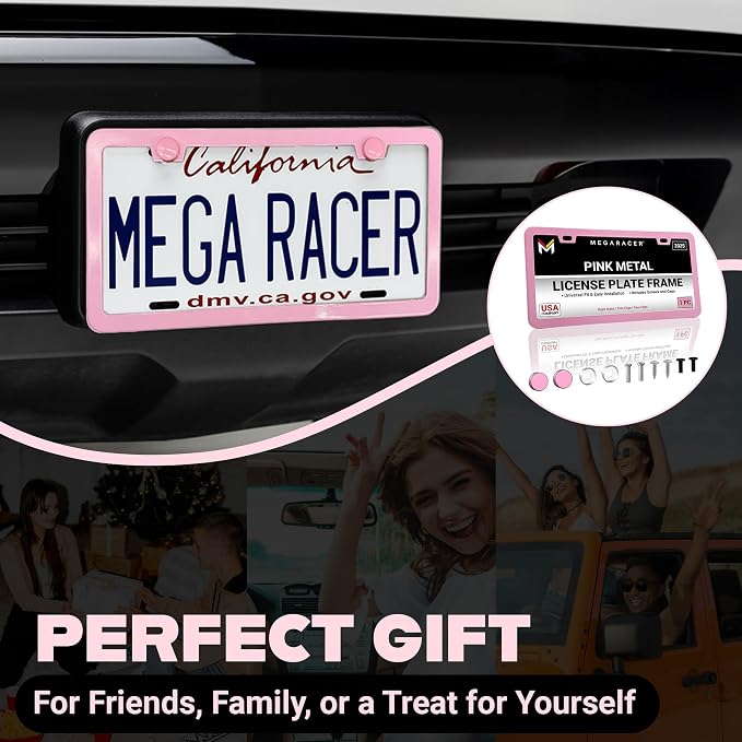 Premium Princess Pink License Plate Frame – 1 Pack, Rust-Free Stainless Steel - Image 9