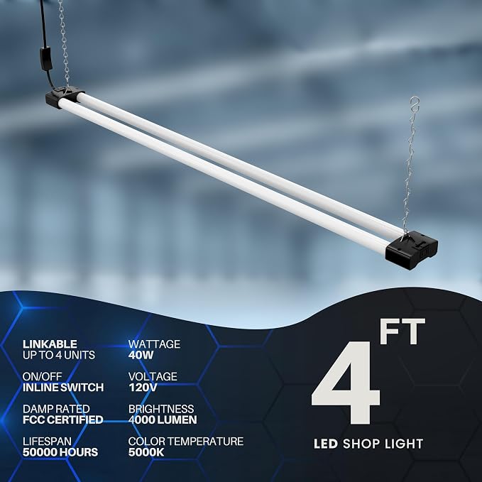 DYMOND 4 FT 40W LED Shop Light Fixture - Image 3