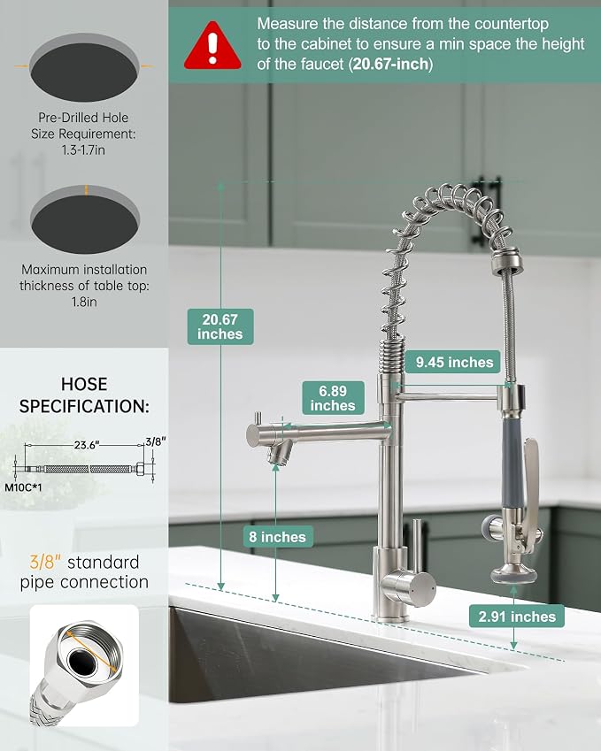 Fapully Commercial Pull Down Kitchen Sink Faucet - Image 2