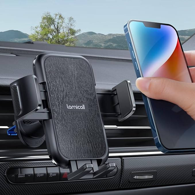 Lamicall 2025 Wider Clamp & Metal Hook Car Phone Holder Vent Phone Holders by Lamicall
