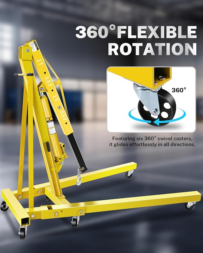 2-Ton Folding Engine Hoist, Hydraulic Shop Crane - Image 3