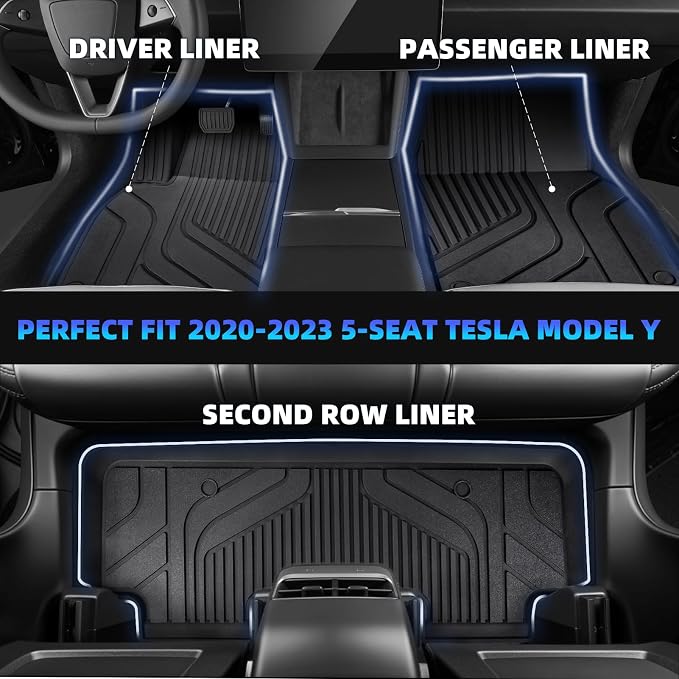 Tesla Model Y Floor Mats for Tesla Model Y 2020-2024, TPE All Weather Custom - Image 4