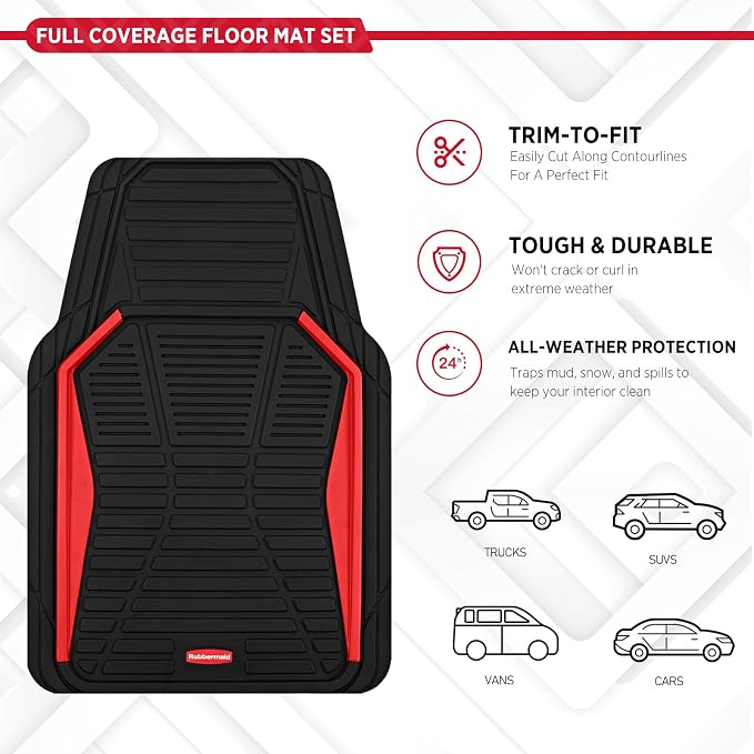 Rubbermaid Car Mat Full Set All-Weather Heavy-Duty 4 Pieces– Trim-to-Fit - Image 6