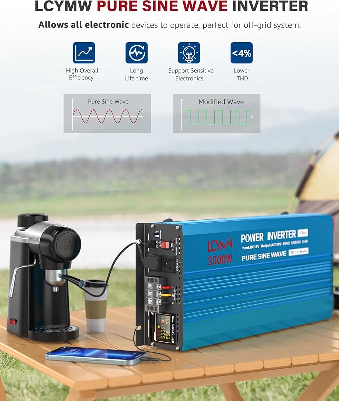3000 Watt Inverter Pure Sine Wave DC 24V to 110V/120V AC Power Inverters - Image 2