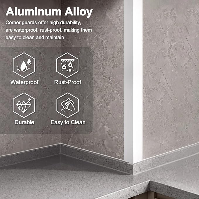 4PCS 45" White Metal Corner Protectors, Aluminum Self Adhesive Corner Guards - Image 3