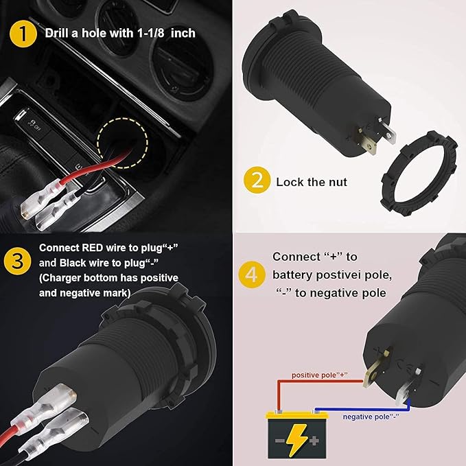 2 Pack 12V USB Outlet - 90W Dual Ports QC4.0 PD & Quick Charge3.0 Car Charger - Image 5