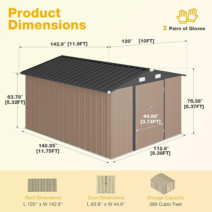 10x12 FT Outdoor Storage Shed - Image 4