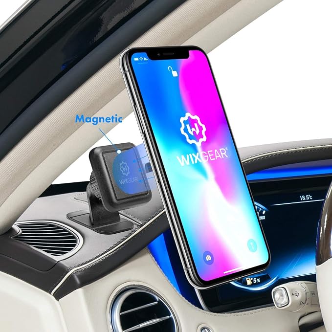 WixGear Magnetic Phone Mount, Universal Stick On Dashboard Magnetic Car Mount - Image 3