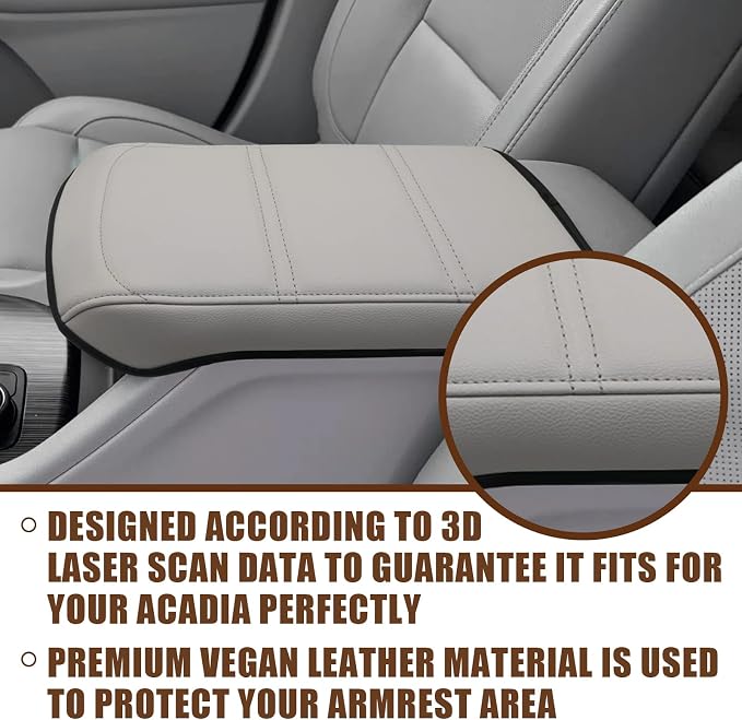 Muslogy for Acadia 2017-2023 Center Console Pad Armrest Seat Box Cover Vegan - Image 3