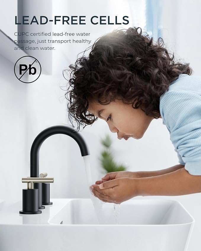 FORIOUS Brushed Nickel and Matte Black Bathroom Faucet 8 Inch, 2 Handle - Image 4