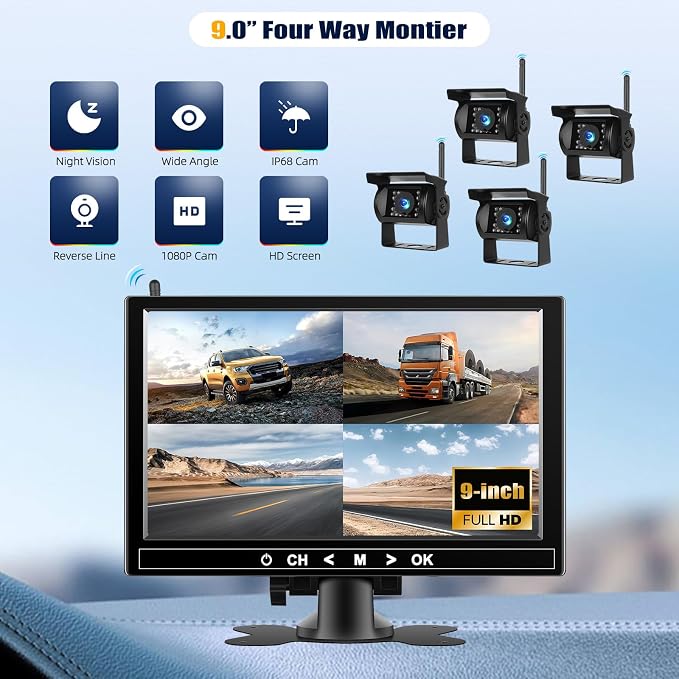 1080P Wireless RV Backup Camera System, 9 Inch Reverse Camera Monitor - Image 5