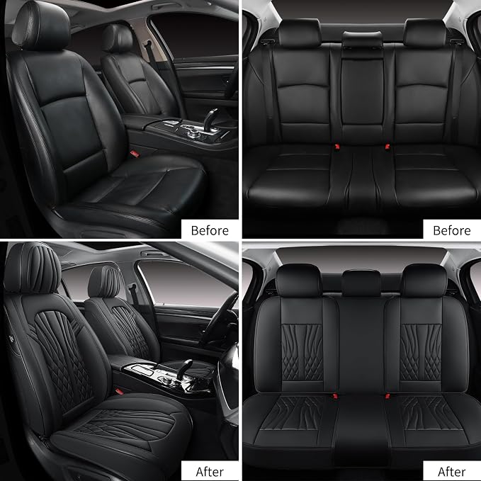Leather Seat Covers, Car Seat Protector Waterproof, Seat Covers Full Set - Image 2