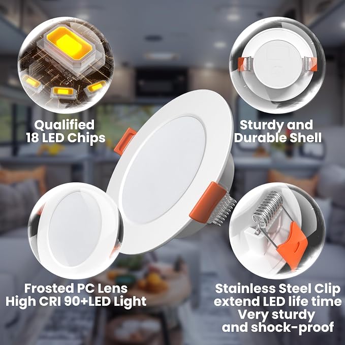 12 Volt 3 Inch Ultra Thin LED Recessed Ceiling Lights - Image 6