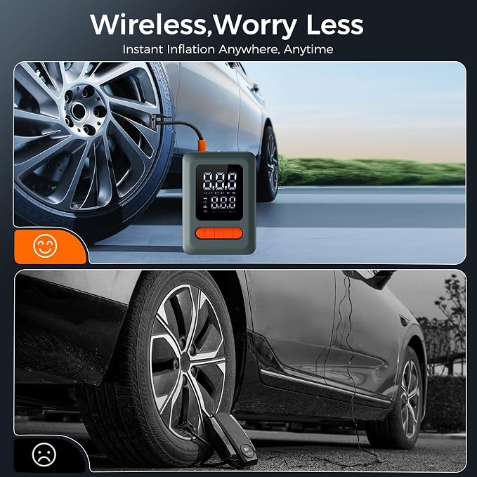 Tire Inflator Portable Air Compressor, Cordless Air Pump - Image 9