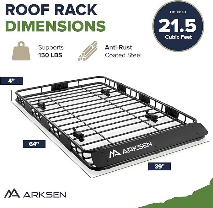 ARKSEN 64 x 39 x 4 Inch Upgrade Universal Roof Rack - Image 6