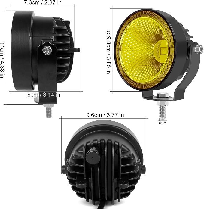 2PCS 4 Inch 60W Led Pod Lights 4x4 Offroad Yellow Driving Lights Flood Beam - Image 2