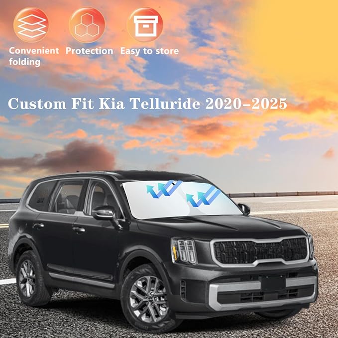 Windshield Sun Shade for Kia Telluride 2020-2025 4-Layer Front Window Shade - Image 6