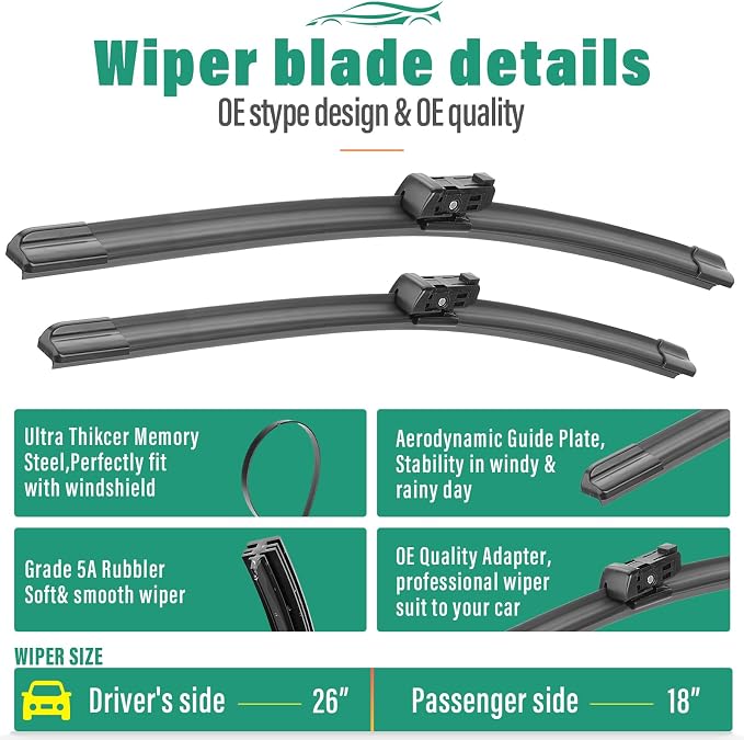 26" 18" 11" Windshield Wiper Blades Replacement - Image 3