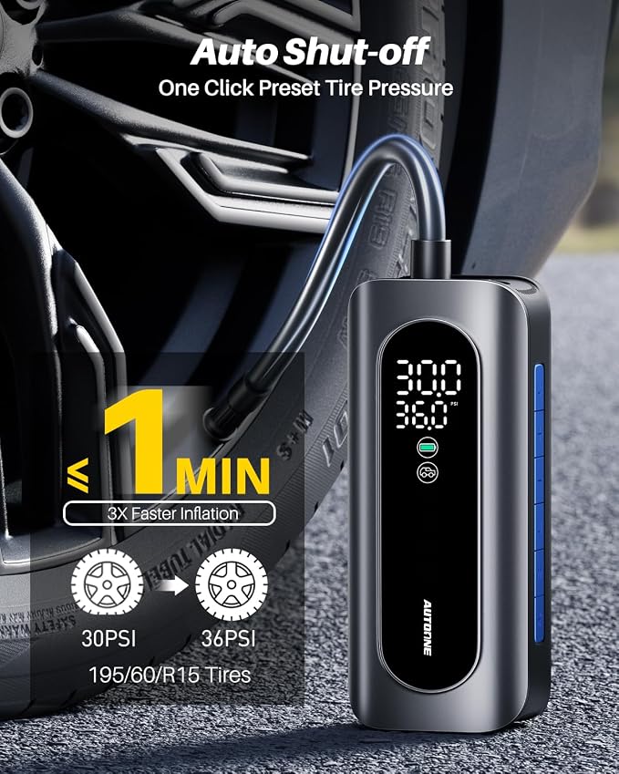 AUTOONE Tire Inflator Portable Air Compressor, 150PSI Air Pump - Image 2