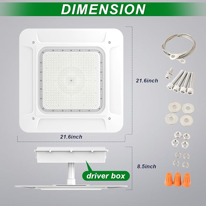 OSTEK LED Gas Station Canopy Light, 180W Carport Ceiling Light 5700K, Outdoor - Image 4