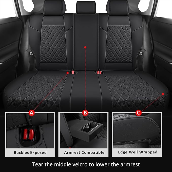 MIROZO Seat Covers for rav4, Waterproof Car Seat Covers Faux Leather Seat Cover - Image 4