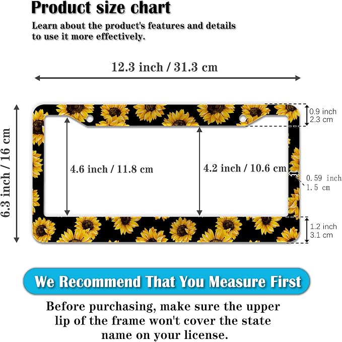 License Plate Frames Black Yellow Fun License Plate Frame Cover Aloha Hawaii - Image 2