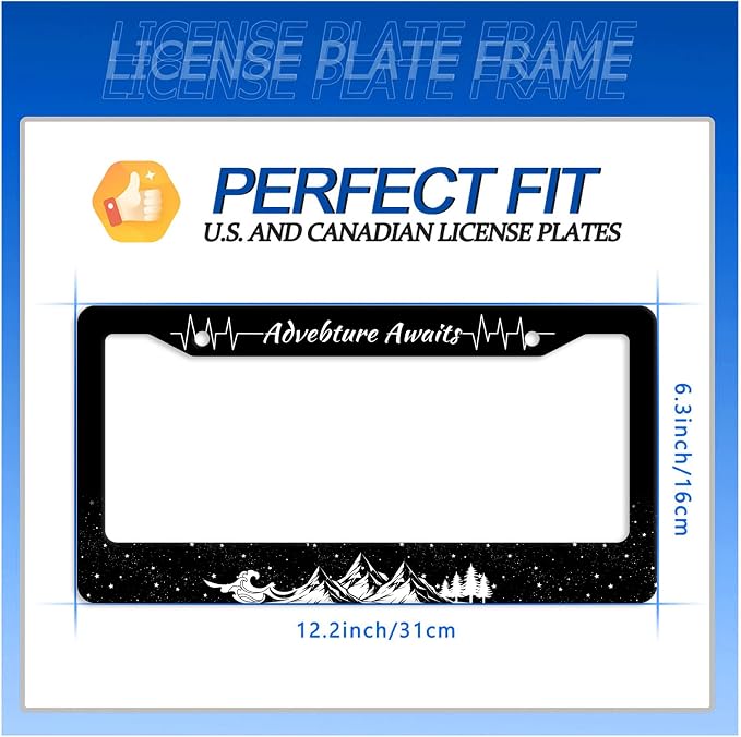 Advebture Awaits License Plate Frame Mountain Waves Forest License Plate - Image 7