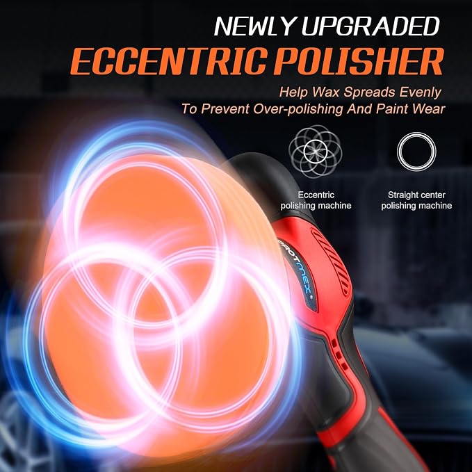 Cordless Car Buffer Polisher w/ 2x2000mAh 21V Batteries, 6 Inch Car buffer - Image 3