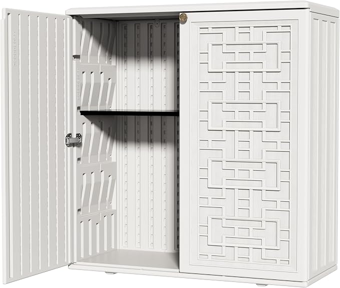 ZZM HDPE Outdoor Storage Shed, Outdoor Plastic Storage Cabinet, Horizontal by ZZM