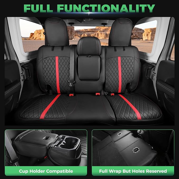 for Jeep Wrangler Seat Covers 4Door JL 2018 2019 2020 2021 2022 2023 2024 2025 - Image 5