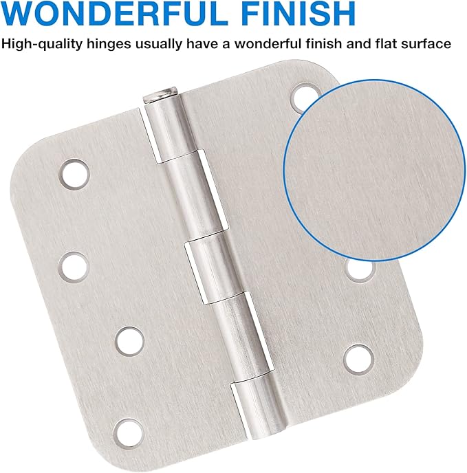 18 Pack 4 Inch Nickel Door Hinges Satin/Brushed Nickel Door Hinges 4 in x 4" - Image 3