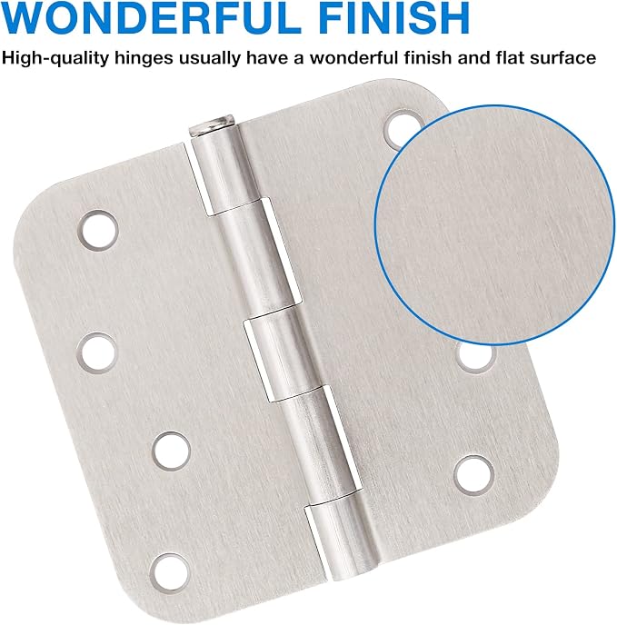 3 Pack 4 Inch Door Hinges Brushed Nickel Interior/Exterior Door Hinges Satin - Image 4