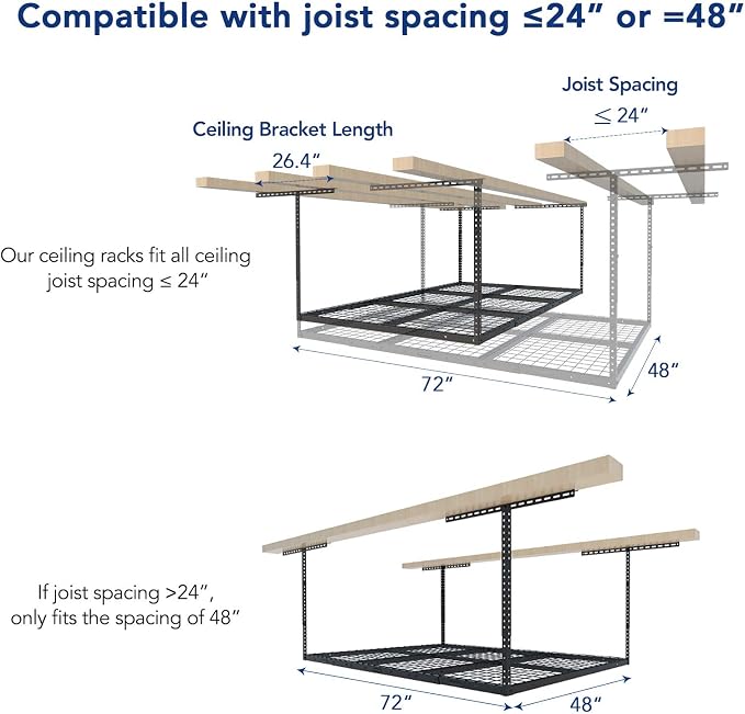 FLEXIMOUNTS 4x6 Overhead Garage Storage Adjustable Ceiling Rack 72" Length x - Image 5