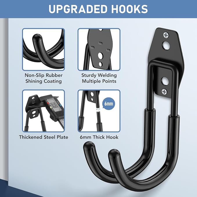 4 Pack 5.5x4.1 Inch Utility Steel Wall Mount Heavy Duty Garage Hooks - Image 3