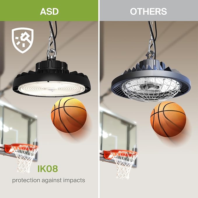 ASD LED High Bay UFO Light Fixture, Commercial Shop Lighting | 3CCT, IP69K - Image 7