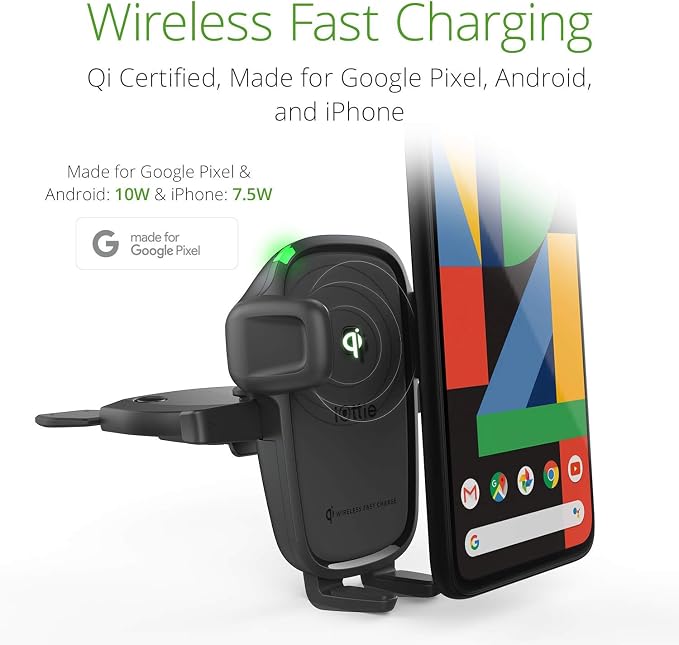 iOttie Car Charger Easy One Touch Wireless 2 Qi Charging CD Slot + Air Vent - Image 2