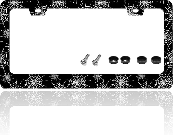 Spider Web License Plate Frame Gothic Style License Plate Holder Halloween by TINALUIN