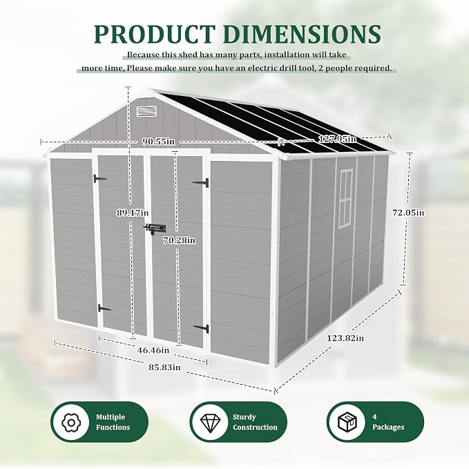 MyVoice 10x8 FT Outdoor Resin Storage Shed - Image 6