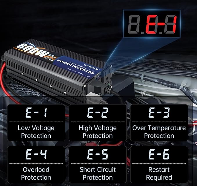 LVYUAN 800 Watt Pure Sine Wave Power Inverter 12V to 110V120V DC to AC Converter - Image 7