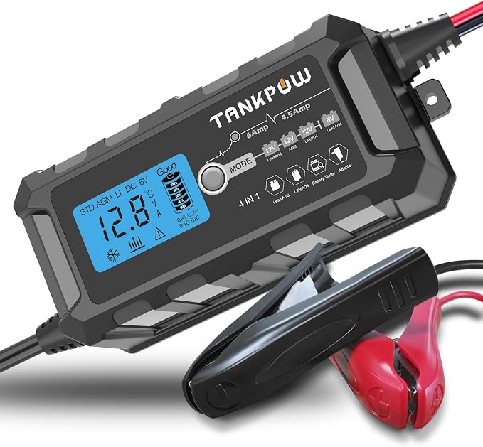 6-Amp Automotive Battery Charger, 6V and 12V Smart Car Battery Charger by TANKPOW